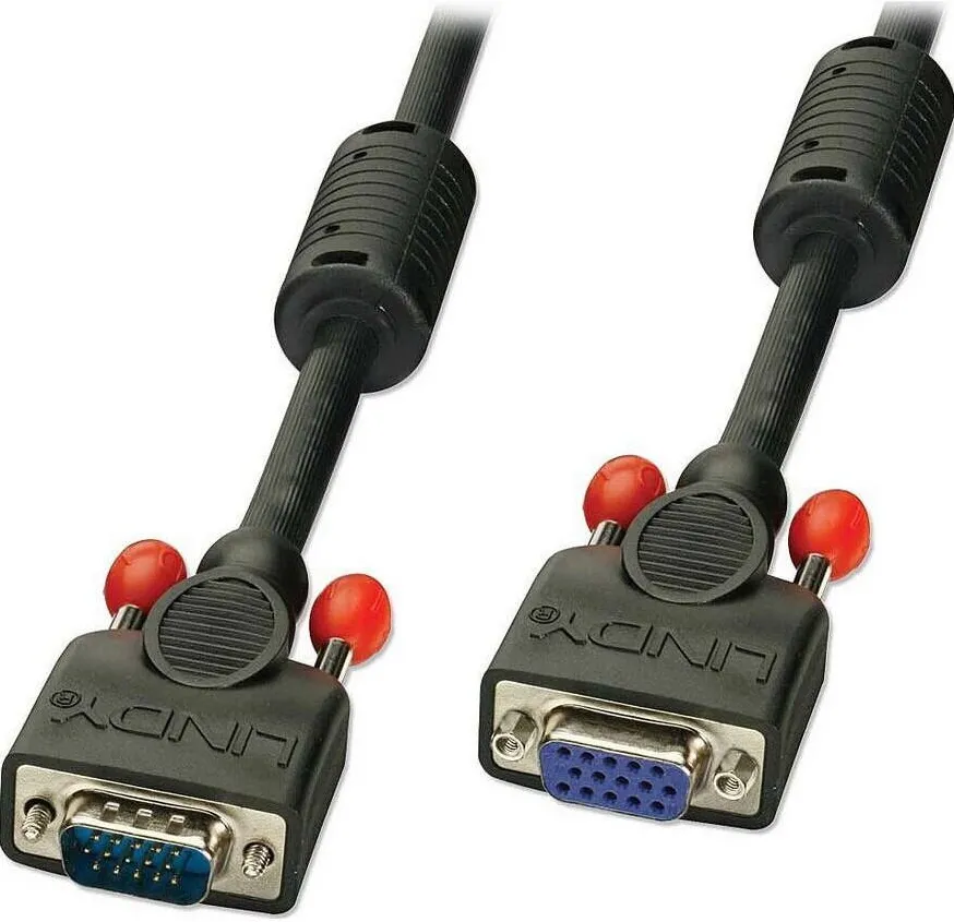 Lindy LINDY VGA Kabel M/F schwarz 0.5m HD15 M/F DDC-fähig