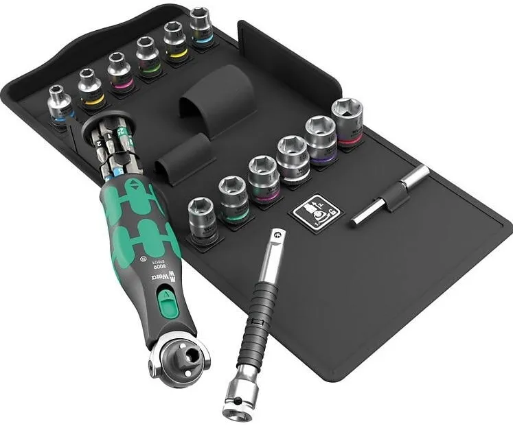 WERA Wera 8009 Zyklop Pocket Set 3, 27-piece, bit set (black/green, reversible ratchet for 3/8", 1/4")