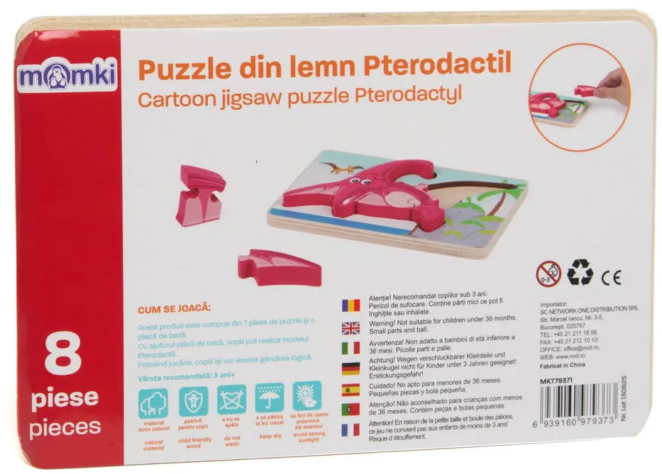 MomKi PUZZLE DIN LEMN PTERODACTIL, 8 PIESE