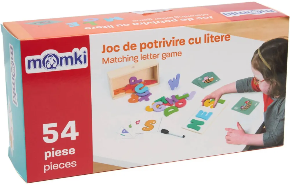 Jucarie Educationala MomKi JOC DE POTRIVIRE CU LITERE, 54 DE PIESE