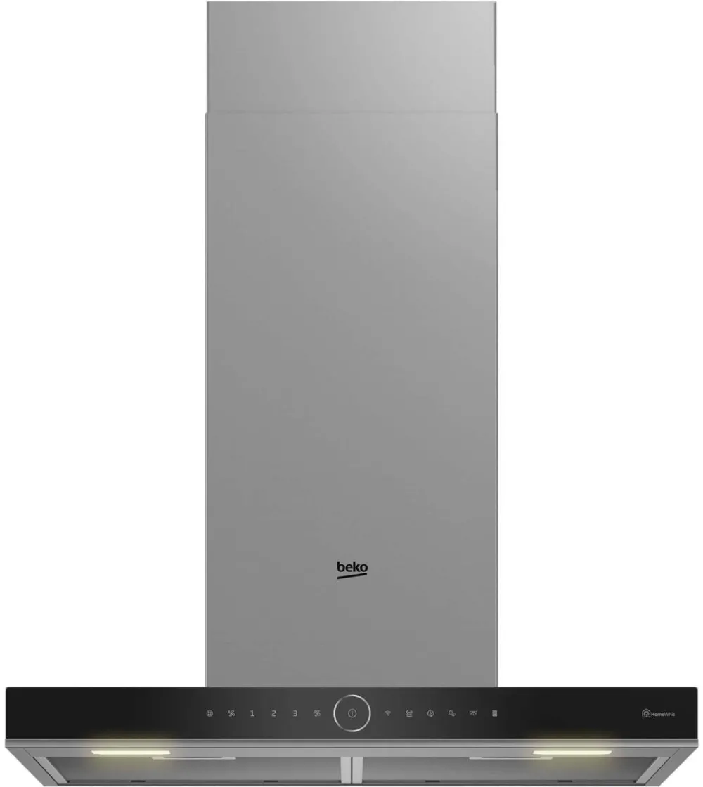 BEKO Hota incorporabila decorativa Beko BHCB67841BBHSI, Putere de absorbtie 850 mc/h, Air Cleaning Mode, Smell Sense, 4 trepte de viteza, Iluminare cu LED, Auto Shut-Down, 60 cm, Zara Grey