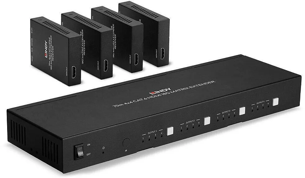 Adaptor Lindy Adap Lindy Extender Cat.6 4x4 HDMI 18G Matrix 70m