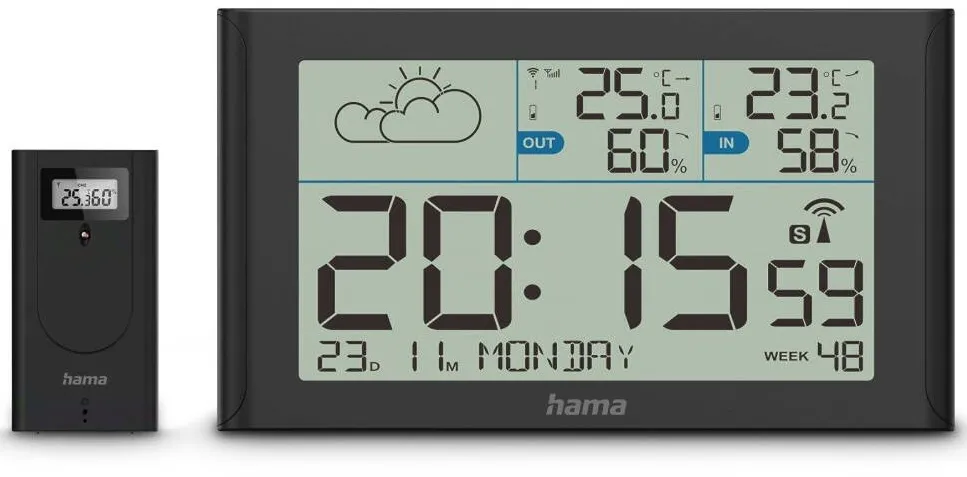 HAMA sylt weather station wit h outdoor sensor black
