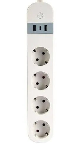 Gembird GEMBIRD Smart power strip with USB charger 4 sockets white