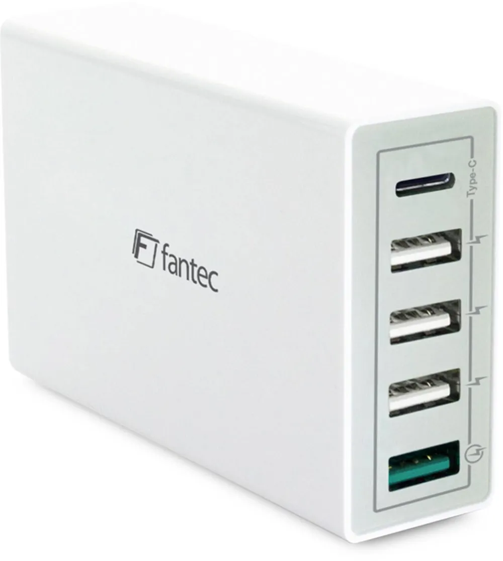 Fantec QC3-A51 Quick Charge 3.0 40W 5 USB Ports white