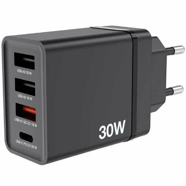 VERBATIM USB Wall Charger 30W 1xUSB-C PD 3xUSB-A schwarz 49700