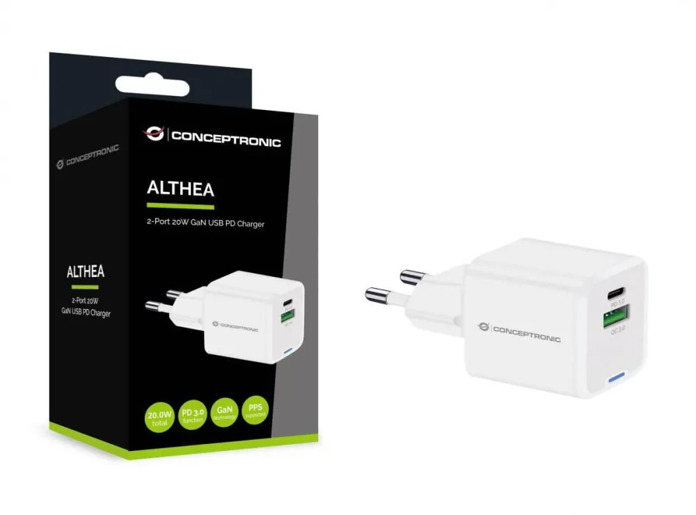 CONCEPTRONIC ALTHEA15W 2-Port 20W GaN USB PD Charger