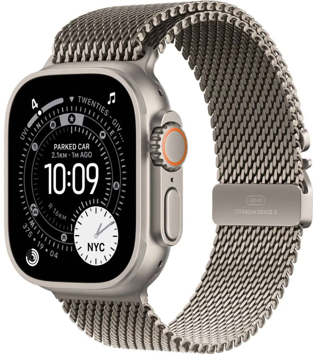 Smartwatch Apple Watch Ultra 3 GPS + Cellular 49mm Natural Titanium Case with Natural Titanium Milanese Loop - Small