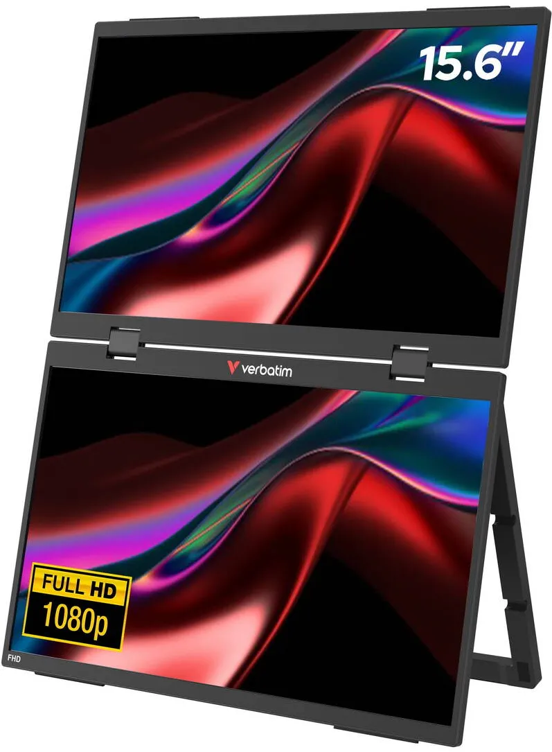 Monitor VERBATIM Verbatim Dual Portable Monitor 15.6" (32403) - 15.6 - black, 2x FullHD, IPS, USB-C, Mini-HDMI, speakers