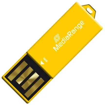 Memorie USB MediaRange MediaRange USB Nanostick 16GB m. Klammerfunktion gelb
