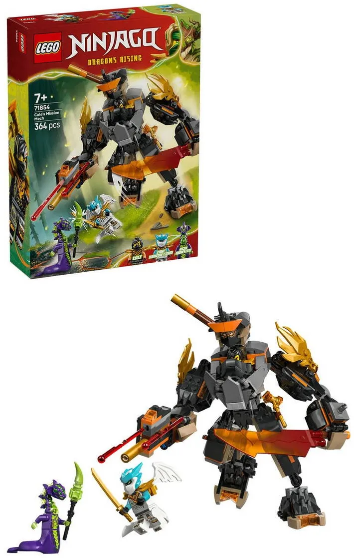 LEGO NINJAGO 71854 Cole’s Mission Mech and Dragon Zane