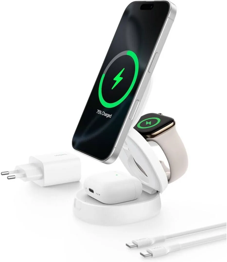 BELKIN Belkin Boost Charge foldab.mag. 3-in-1 Charg. Qi2 wh. WIZ034kqWH
