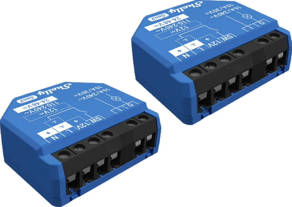 Shelly Set of 2 Shelly 1 Gen3 WiFi/Bluetooth Controllers