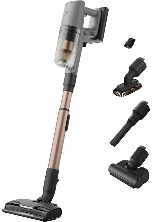 Aspirator ELECTROLUX Aspirator vertical Electrolux Animal 800 EP82AB25UG, autonomie pana la 90 min, 25,2 V, 150 AW, ecran LCD, 3 viteze + AUTO, 0,4 l, perie electrica cu LED, duza spatii inguste, duza pentru zone delicate, stand incarcare pe podea, gri