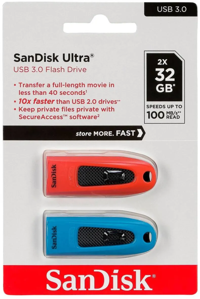 Memorie USB SanDisk Ultra 2Pack 32GB up to 100MB/s SDCZ48-032G-G462