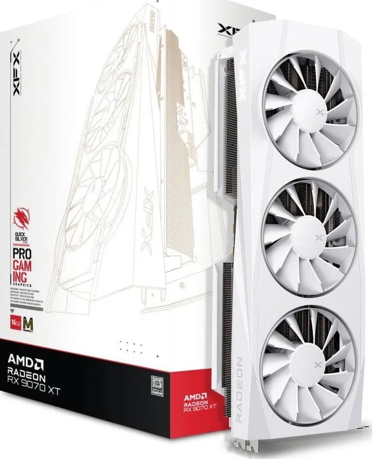 Placa Video XFX Quicksilver RX 9070 White 3-FAN GAM E 16G