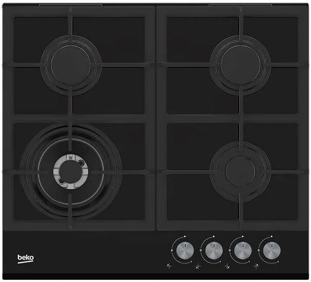 Plita BEKO Beko HILW64235S Hob, Gas, Width 58,5 cm, 4 cooking zones, Mechanic control, Black