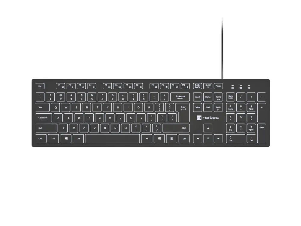 Tastatura Natec Natec Keyboard, Herring Glow, US, Backlit, Wired, Black