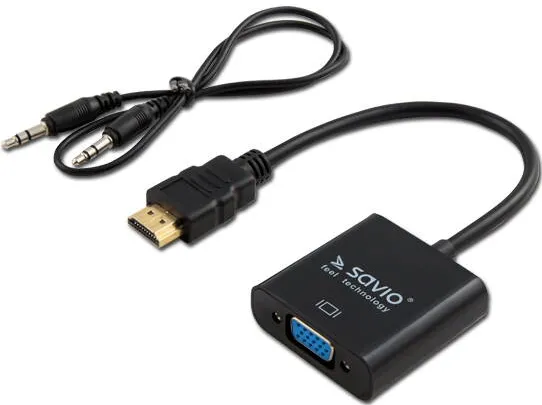 Adaptor SAVIO SAVIO HDMI (M) – VGA (F) cu audio CL-23/B Negru