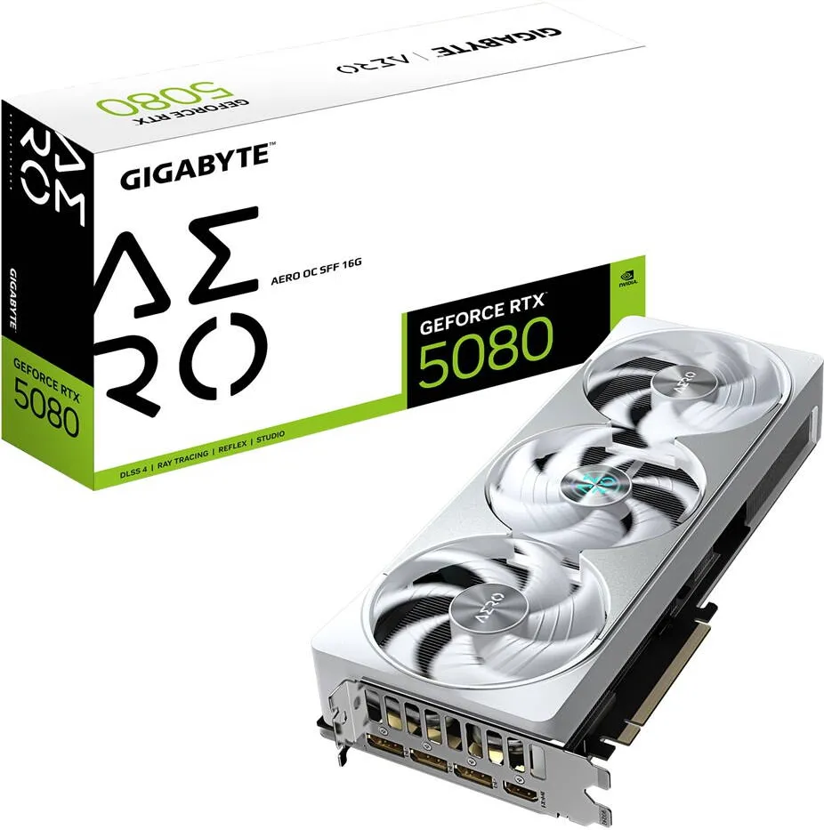 Placa Video GIGABYTE GeForce RTX 5080 AERO OC SFF 16GB GDDR7 256-bit DLSS 4.0