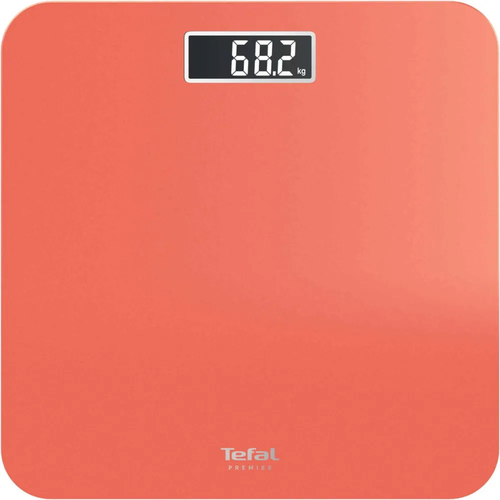 TEFAL Cantar de baie Tefal Premiss PP1803V0, greutate maxima 160 kg, pornire & oprire automata, suprafata de sticla securizata, baterii incluse, portocaliu