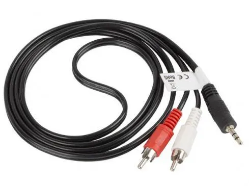 LANBERG Cablu audio 3.5Jack la 2xRCA 1,5m CA-MJRC-10CC-0015-BK