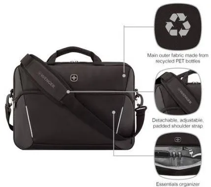 Wenger Wenger, XE Compact Brief 16, 16” Laptop Briefcase with Tablet Pocket, Black