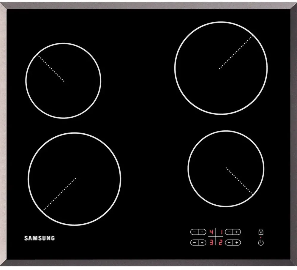 Plita Samsung incorporabila C61R2AAST/BOL, Vitroceramica, Touch, LED, Child Lock, Rama inox, Sticla neagra