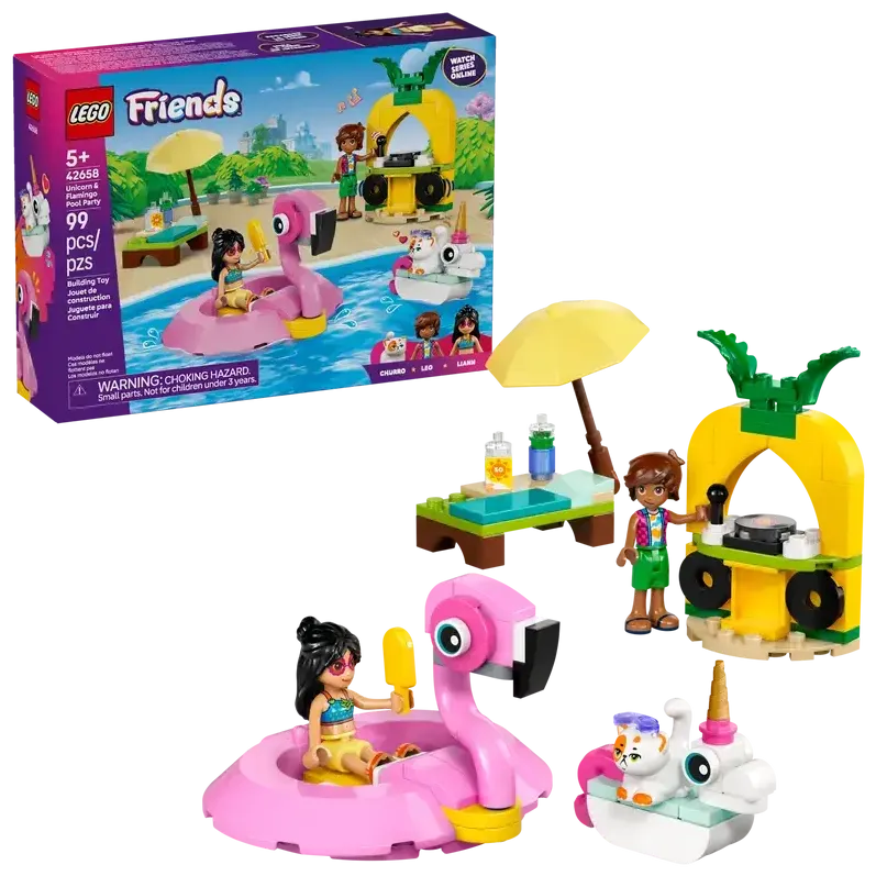 LEGO Friends 42658 Petrecere la piscina cu unicornul si flamingo