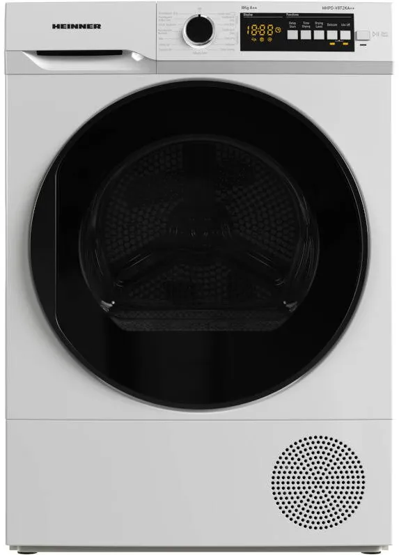 HEINNER Uscator de rufe HHPD-V8T2KA++, Pompa de caldura, 8 kg, 15 programe, Clasa A++, Display, PureBeam+, Iluminare cuva, Usa reversibila, Blocare acces copii, Alb