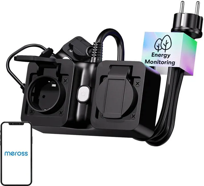 Meross MOP320MA-EU Banda de alimentare inteligenta WiFi, exterior, IP44 (Matter)