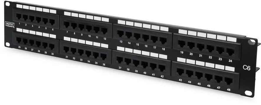 Patchpanel Assmann 2HE 48-Port Cat6 neprotejat Negru