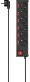 HAMA Power Strip, 6-Way, Overvoltage Protection, Individually Switchable, 1.4 m,