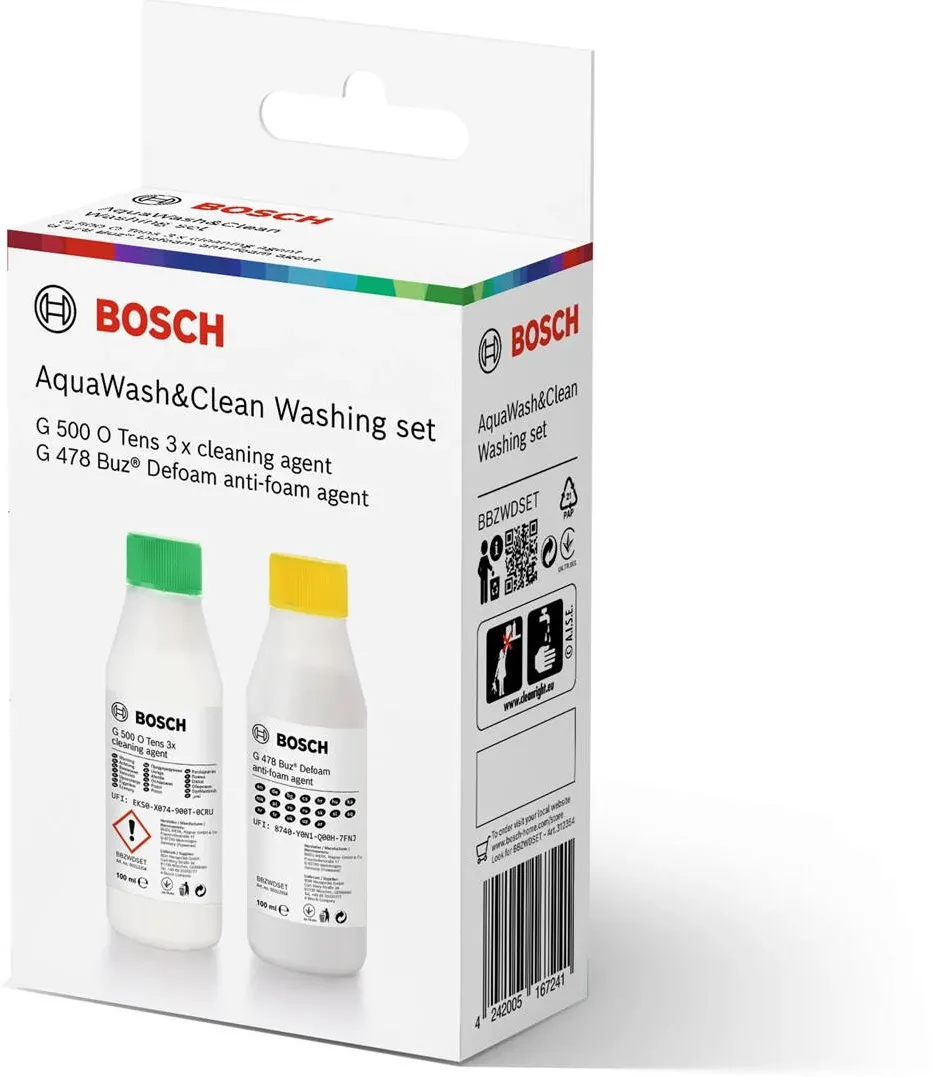 Set detergent si solutie antispumare BOSCH BBZWDSET pentru aspirator cu filtrare prin apa