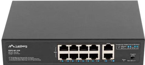 Switch LANBERG PoE+ Rack 10"/19"  RSFE-8P-2GE-120
