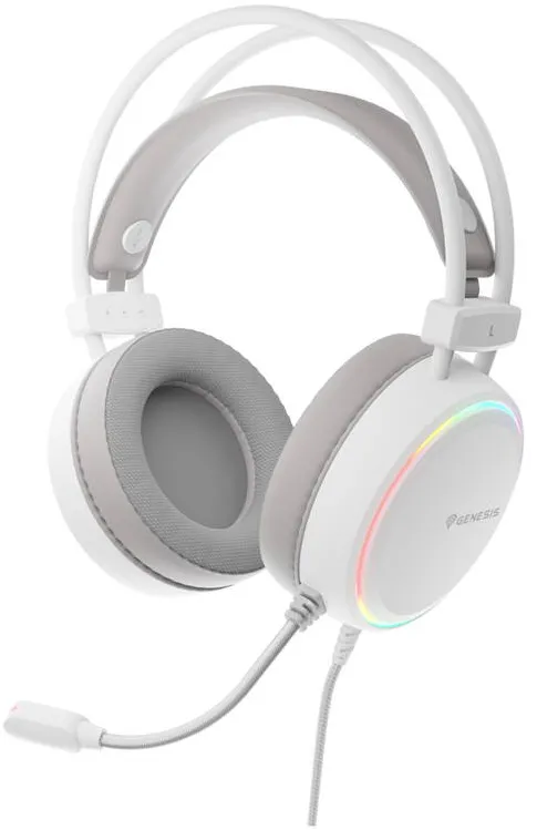 Casti Over-Head Genesis Neon 613 G2 RGB Gaming Headset with Microphone, White