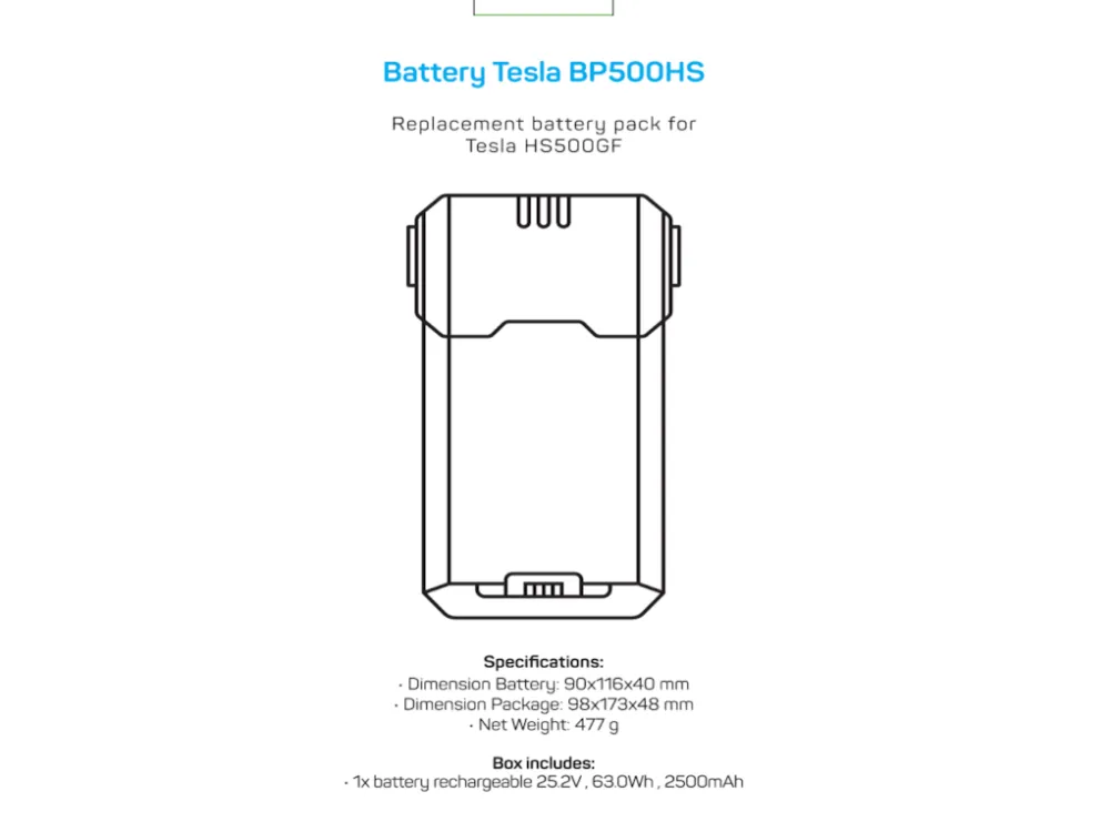 Tesla Baterie acumulator BP500HS, 25.9V, 2500mAh, pt. asp vertical Tesla HS500GF