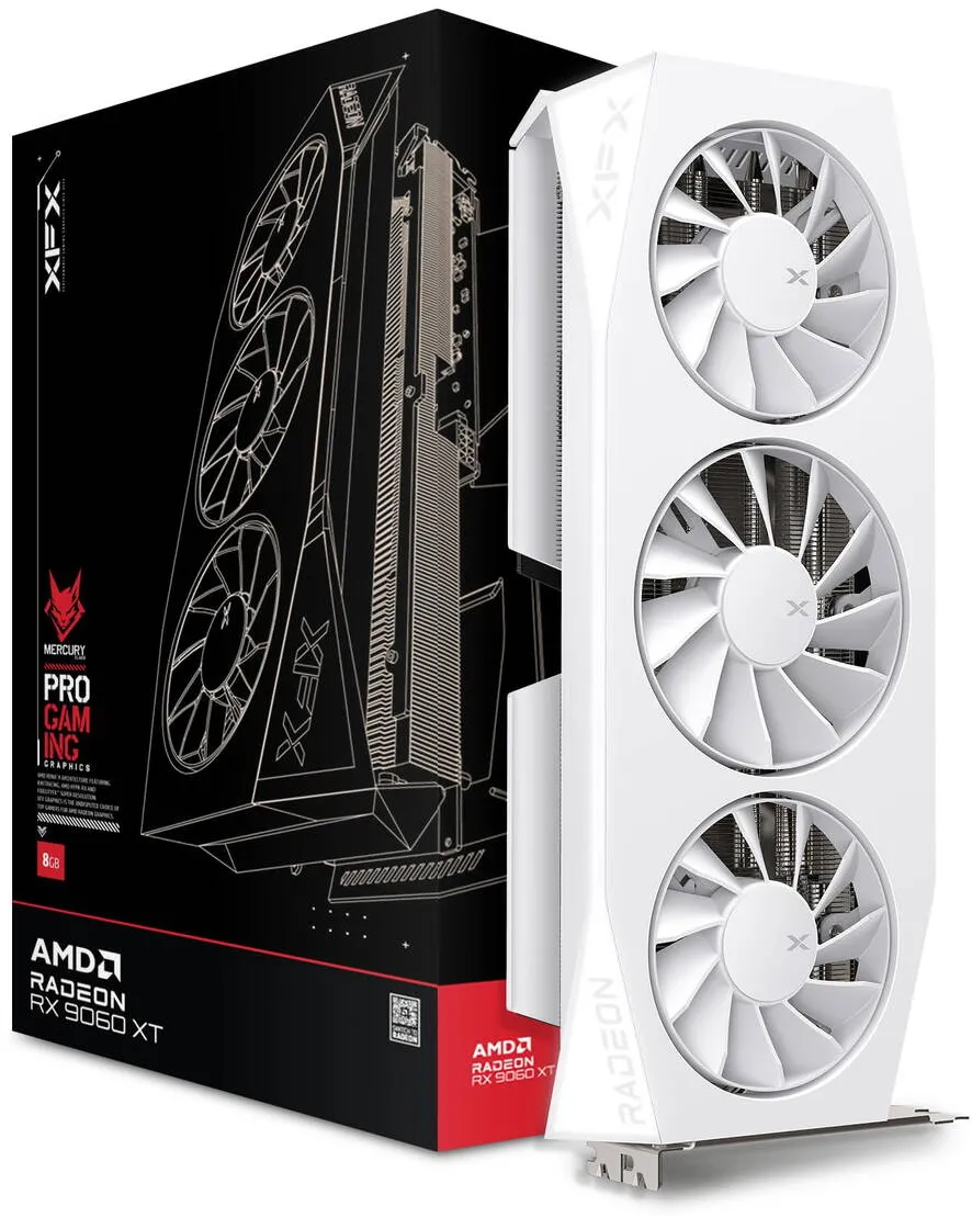 Placa Video XFX RX 9060XT Mercury Gaming OC White 16GB GDDR6