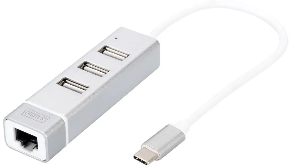 Docking Station Digitus  USB Type-C 3-Port Hub + Fast Ethernet LAN Adapter