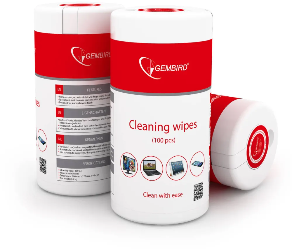 Solutie de curatare Gembird Wipes for cleaning TFT/LCD/ screens Gembird (100PCS)