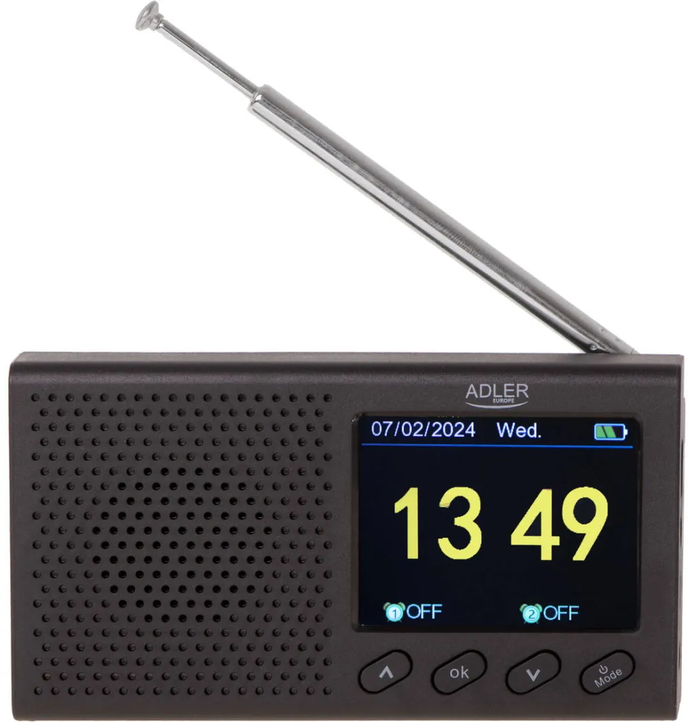 Adler AD 1198 FM Travel Radio, 87.5 – 108 MHz RDS, Speaker power 3W, Black