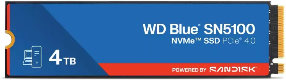 SSD SanDisk WD Hard Drive BLUE SN5100 - 4TB - PCIe GEN4x4 NVMe - Blue