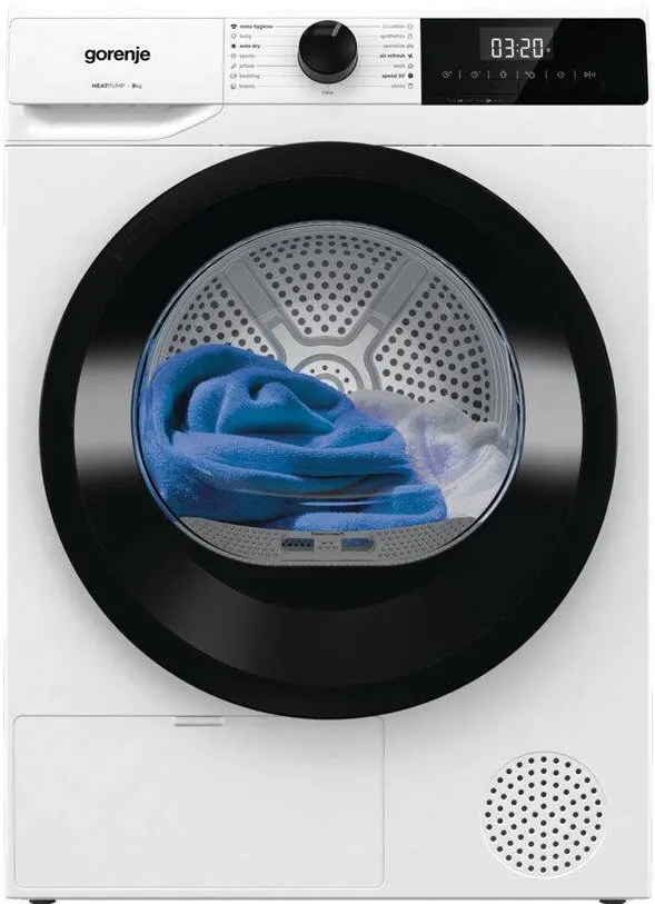 GORENJE Uscator de rufe DHNE82, D, 8 kg, Pompa de caldura, 55 cm, Alb