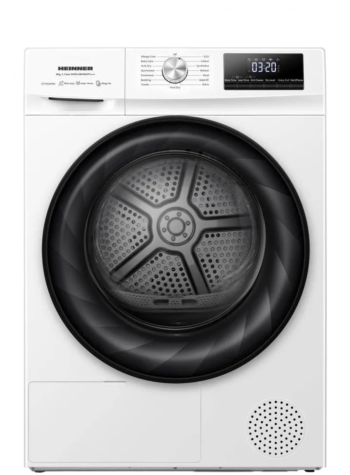HEINNER Uscator de rufe cu pompa de caldura HEINNER HHPD-HMY80IVFC+++, 8 kg, clasa C, MOTOR INVERTER, Alb