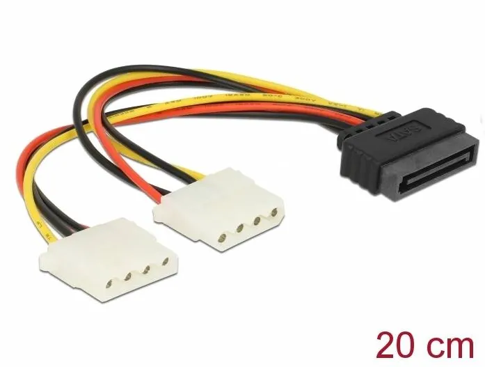 Cablu DELOCK  Power SATA 15pin > 2x 4pin Molex female 20cm