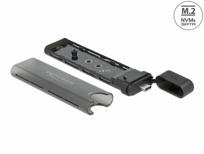 Carcasa Combo DELOCK USB Type-C Extern pentru M.2 NVMe PCIe sau SATA SSD - fara unelte