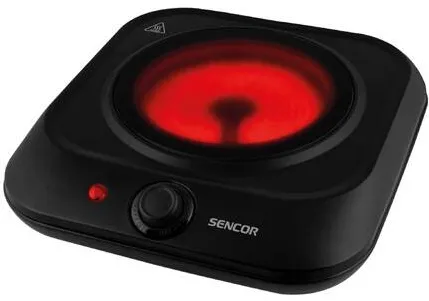 Plita SENCOR vitroceramica S-SCP1763BK, 1200 W, 240 V, 19 cm, portabila, 1 arzator, indicator luminos, Negru