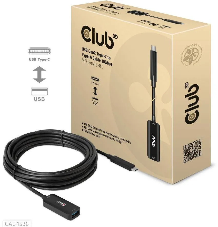 Adaptor CLUB 3D Cablu USB 3.2 Typ C <> USB Typ A 10Gbps St/Bu 5m