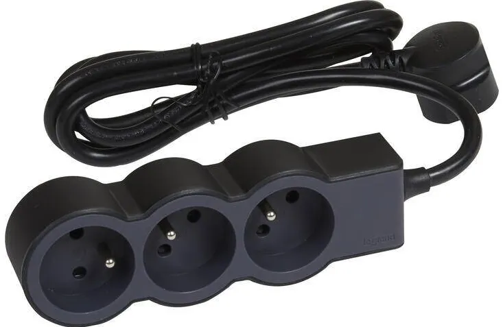 Prelungitor Legrand 16A 3680W 3x2P+Z extra-flat extension with 1.5m cord - Negru