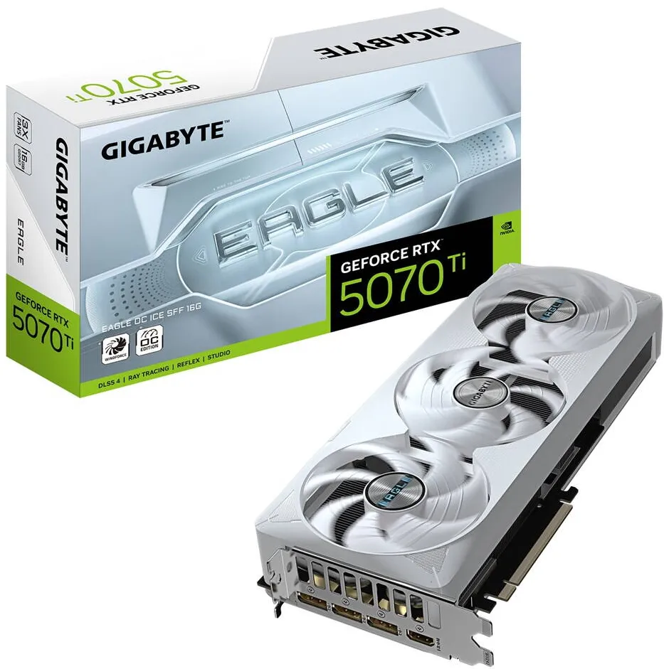 Placa Video GIGABYTE GeForce RTX 5070 Ti EAGLE OC ICE SFF 16GB GDDR7 256-bit DLSS 4.0